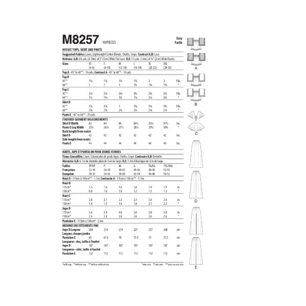 McCalls Schnittmuster M8257 - Bluse - Hose - Rock – Bild 6