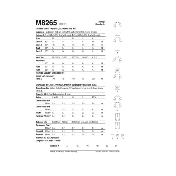 McCalls Schnittmuster M8265 - Babykombi - Oberteil und Hose - Schlafsack – Bild 8