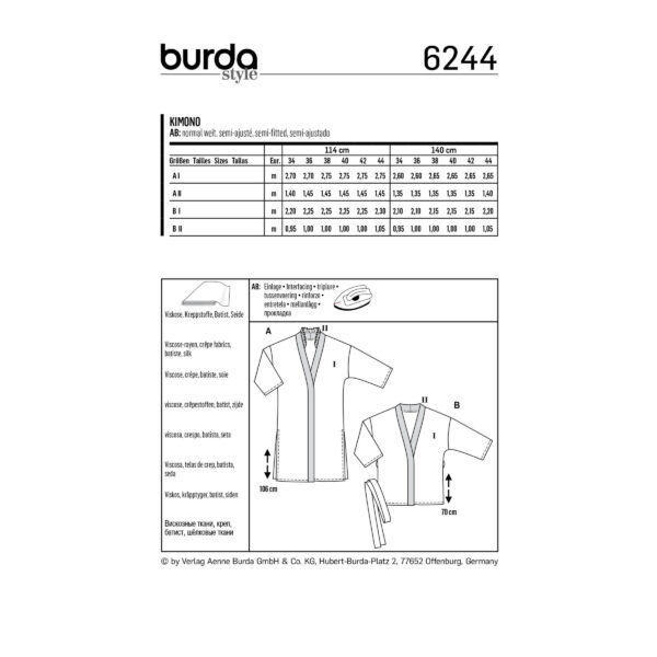 Burda Style Schnittmuster Nr. 6244 - Kimono - Mantel - Jacke – Bild 8
