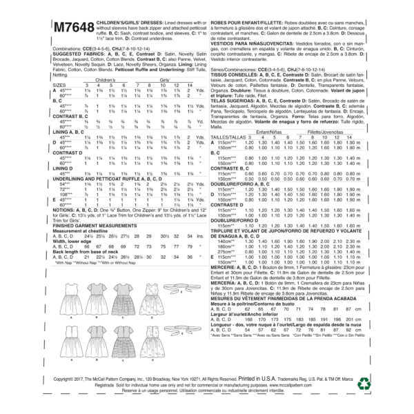 McCalls Schnittmuster M7648 - festliches Kleid - Mädchen – Bild 8
