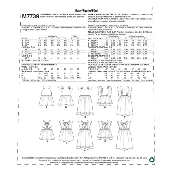 McCalls Schnittmuster M7739 - Kleid mit Rüschen - Trägerkleid - Mädchen – Bild 10