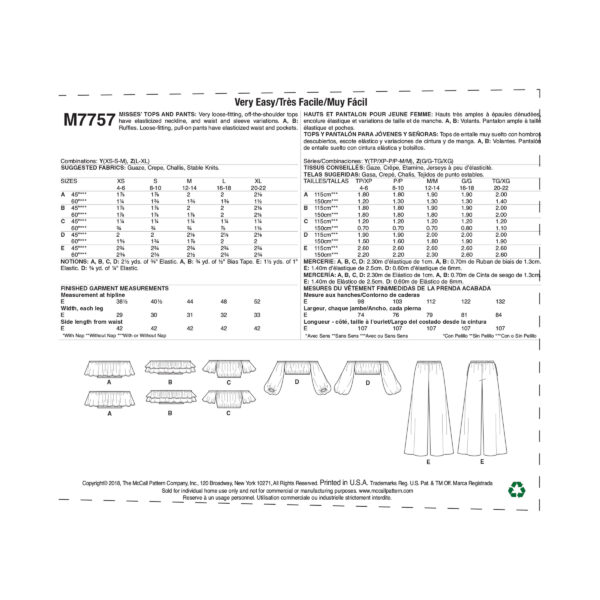 McCalls Schnittmuster M7757 - Hose und Top - leichte, luftige Stoffe – Bild 10
