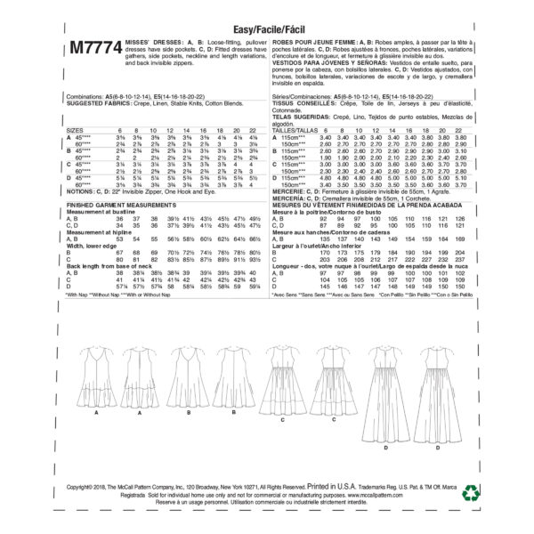McCalls Schnittmuster M7774 - Kleid - ärmelloses Kleid - Sommeroutfit – Bild 10