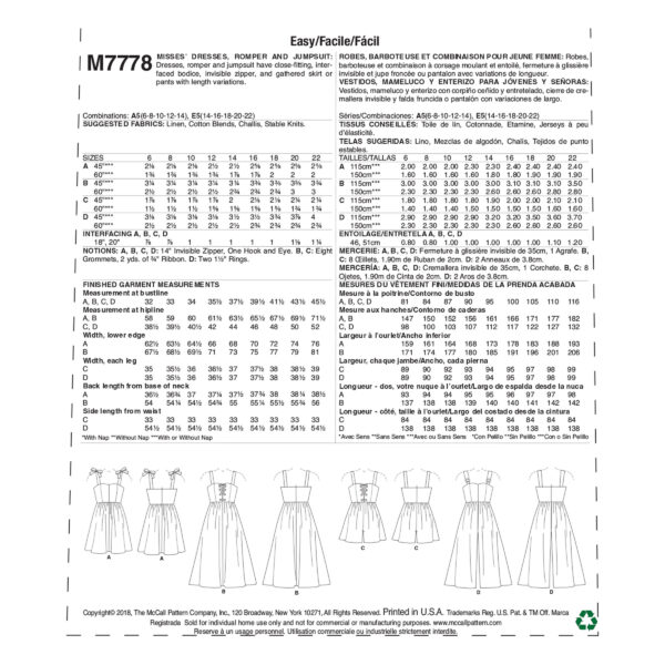McCalls Schnittmuster M7778 - Overall - Kleid - mit Träger - Sommeroutfit – Bild 8