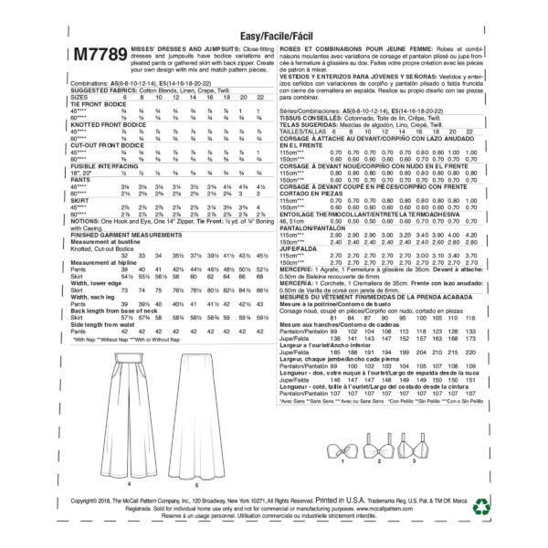 McCalls Schnittmuster M7789 - langes Abendkleid - Hose - Hosenrock – Bild 10