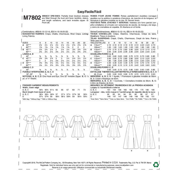 McCalls Schnittmuster M7802 - Kleid - hohe Taille - Bund – Bild 8