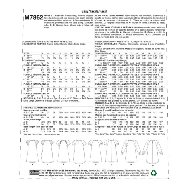 McCalls Schnittmuster M7862 - Kleid - schlicht - leicht - ausgestellt – Bild 9