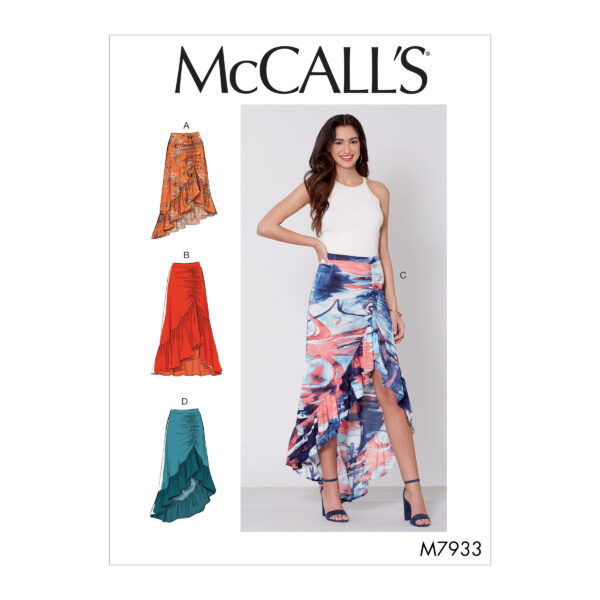 McCalls Schnittmuster M7933 - Rock - schmal - Volant - schräger Saum