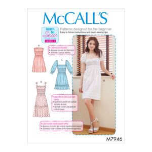 McCalls Schnittmuster M7946 - Kleid - gesmokt - Sommerkleid -Volant