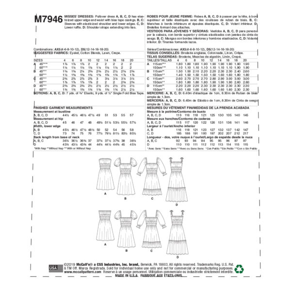 McCalls Schnittmuster M7946 - Kleid - gesmokt - Sommerkleid -Volant – Bild 9
