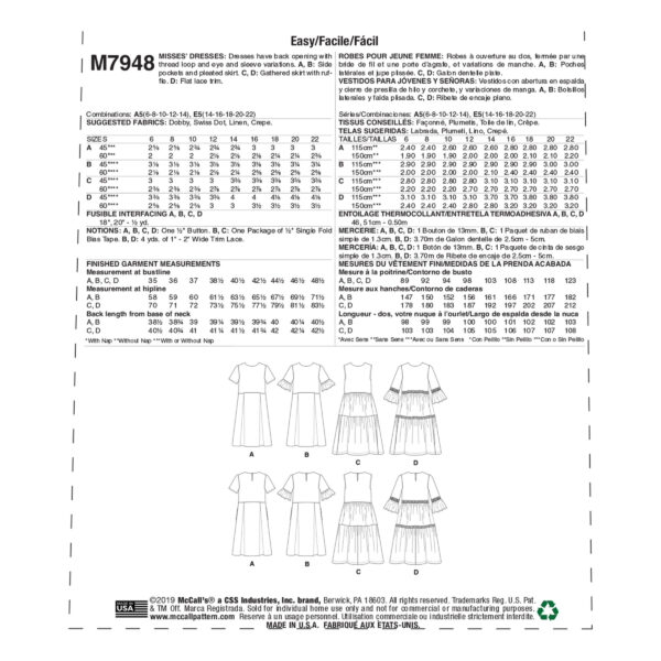 McCalls Schnittmuster M7948 - Kleid - angesetzte Taille - Stufenrock – Bild 8