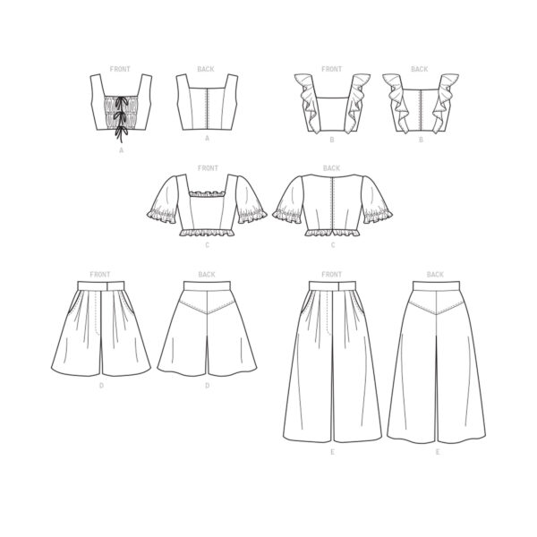 McCalls Schnittmuster M7962 - Hosenrock - kurzes Oberteil - Bustier – Bild 9