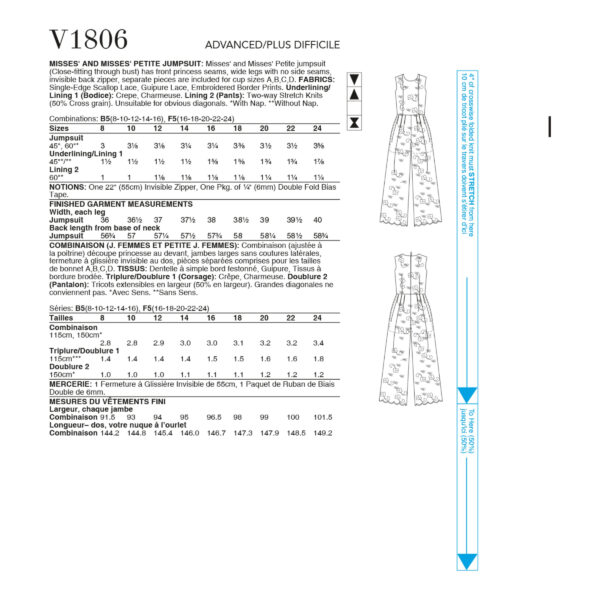 Vogue Schnittmuster V1806 - Overall - Spitzenstoff – Bild 4