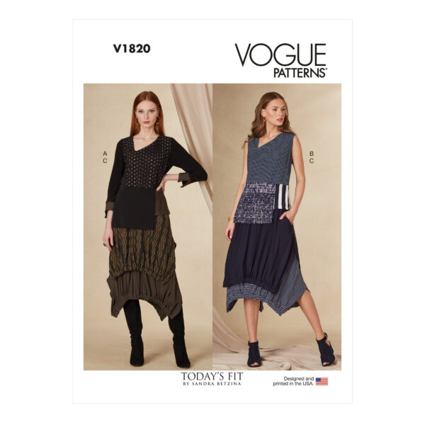 Vogue Schnittmuster V1820 - Bluse, Top und Rock - Lagenlook