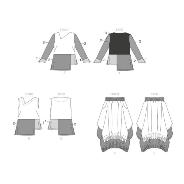 Vogue Schnittmuster V1820 - Bluse, Top und Rock - Lagenlook – Bild 7