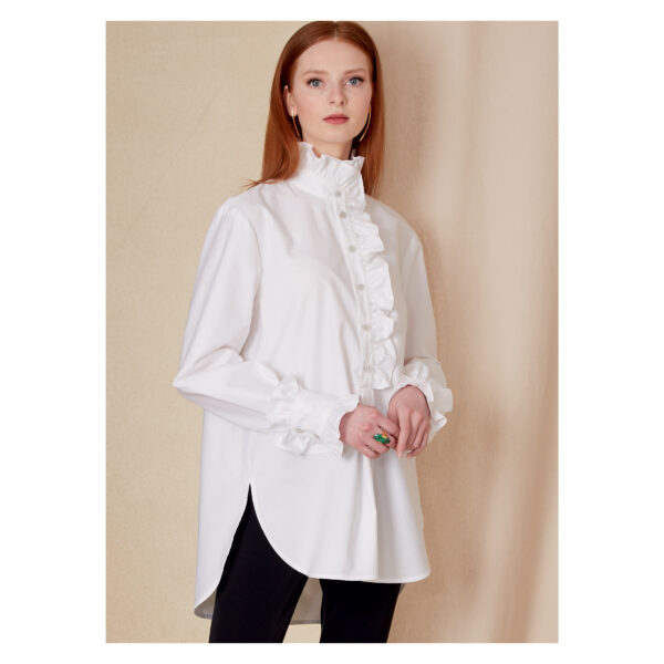 Vogue Schnittmuster V1823 - Bluse - Longbluse mit Rüschenpatte – Bild 2