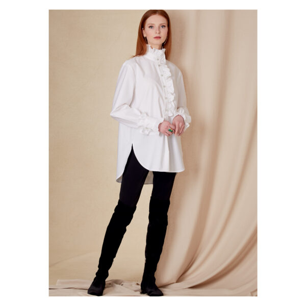 Vogue Schnittmuster V1823 - Bluse - Longbluse mit Rüschenpatte – Bild 4