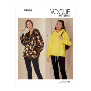 Vogue Schnittmuster V1826 - Blouson - Sweater - Kapuzenshirt
