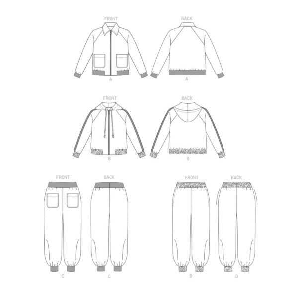 Vogue Schnittmuster V1832 - Hose und Jacke - Sportanzug - Jogger – Bild 8