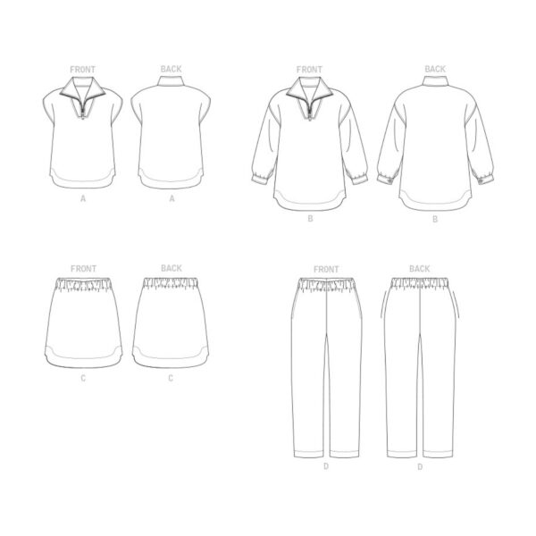 Vogue Schnittmuster V1833 - Hose, Rock und Shirt - Kombination – Bild 8