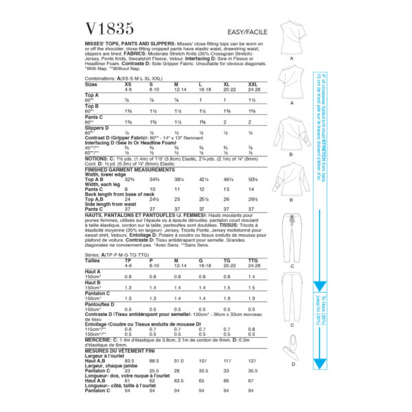 Vogue Schnittmuster V1835 - Hose und Shirt - Hausanzug – Bild 8