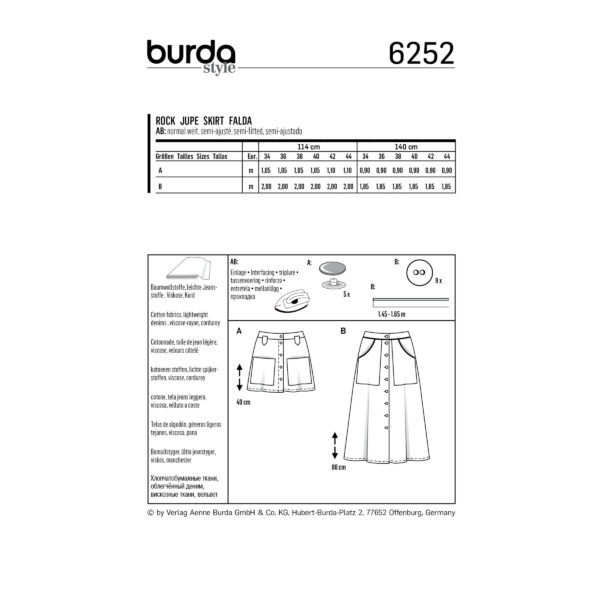 Burda Style Schnittmuster Nr. 6252 - Rock - Röcke in Midi & Mini – Bild 8