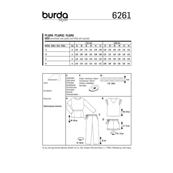 Burda Style Schnittmuster Nr. 6261 - Pyjamas - Schlafanzüge – Bild 12