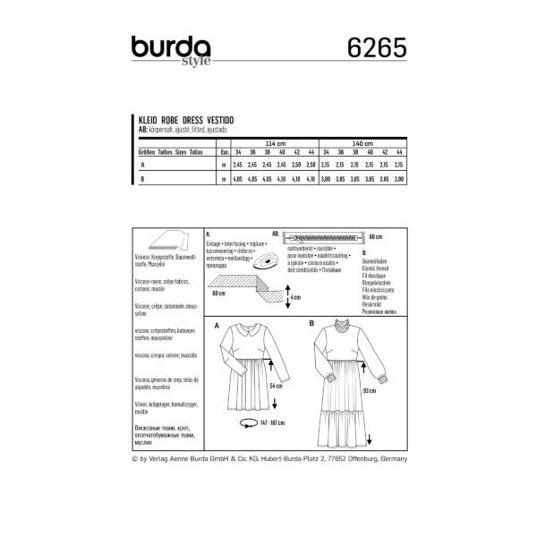 Burda Style Schnittmuster Nr. 6265 - Kleider mit Midirock & Bubi-Kragen – Bild 8