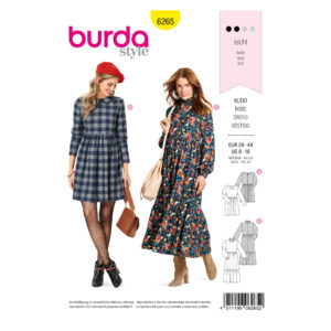 Burda Style Schnittmuster Nr. 6265 - Kleider mit Midirock & Bubi-Kragen