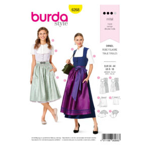 Burda Style Schnittmuster Nr.6268 - Kleid - zwei Dirndl mit Bluse & Schürze