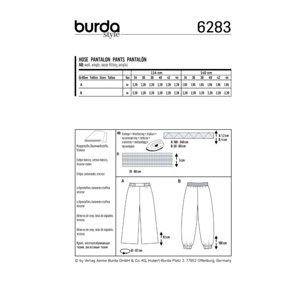 Burda Style Schnittmuster Nr. 6283 - Hose - Hosen im Leisure-Look – Bild 8