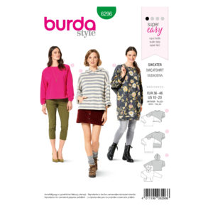 Burda Style Schnittmuster Nr. 6296 - Hoodie - Pullover - Sweatshirts