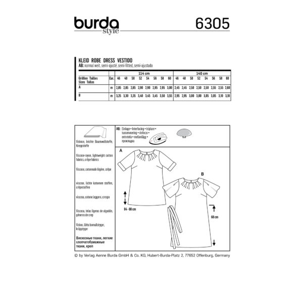 Burda Style Schnittmuster Nr. 6305 - Shirt und Kleid - Falten am Ausschnitt – Bild 4