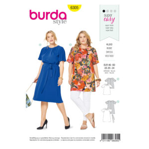 Burda Style Schnittmuster Nr. 6305 - Shirt und Kleid - Falten am Ausschnitt