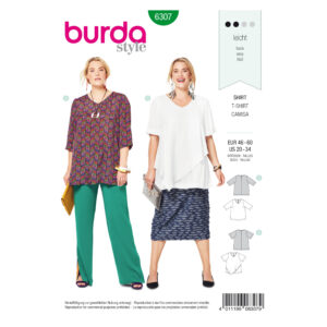 Burda Style Schnittmuster Nr. 6307 - Blusenshirt mit V-Ausschnitt
