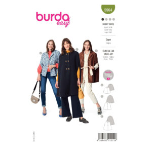Burda Style Schnittmuster Nr. 5964 - Cape – Ärmelschlitze - kleiner Kragen