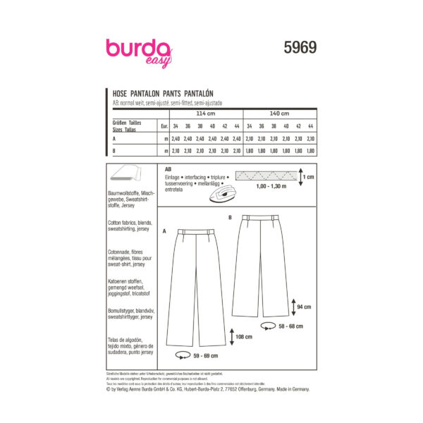 Burda Style Schnittmuster Nr. 5969 - Hose – Gummidurchzug - weite Beine – Bild 8