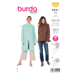 Burda Style Schnittmuster Nr. 5974 - Jacke u. Mantel - Raglanärmel - Stehkragen