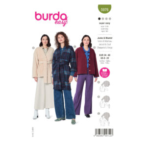 Burda Style Schnittmuster Nr. 5976 - Jacke und Mantel - kragenlos