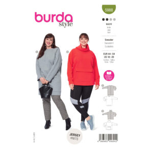 Burda Style Schnittmuster Nr. 5988 - Sweater - Halsbündchen oder Rolli
