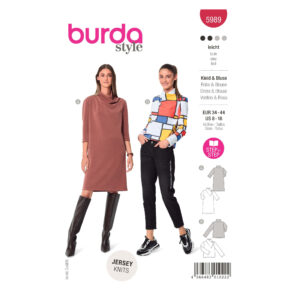 Burda Style Schnittmuster Nr. 5989 - Kleid und Bluse – raffinierter Stehkragen