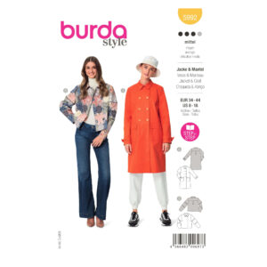 Burda Style Schnittmuster Nr. 5992 - Jacke und Mantel – doppelreihig geknöpft