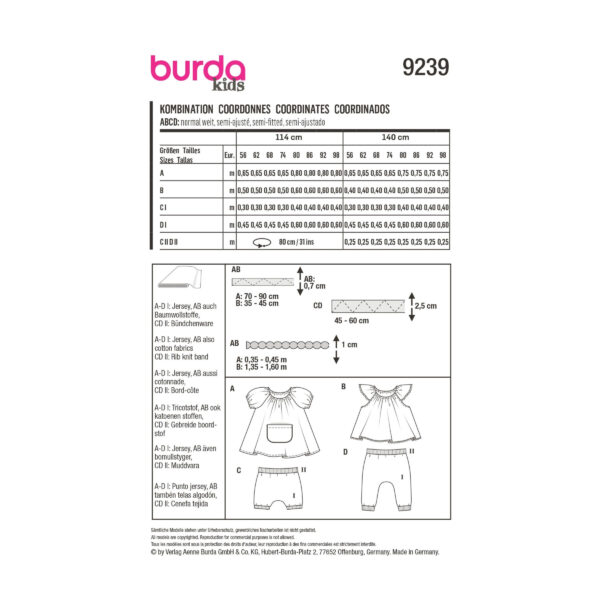 Burda Kids Schnittmuster Nr. 9239 - Kombination - Kleidchen, Bluse und Hose – Bild 8