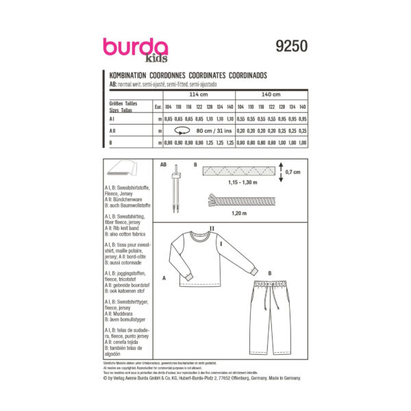 Burda Kids Schnittmuster Nr. 9250 - Kombination - Longsleeve und Hose – Bild 8