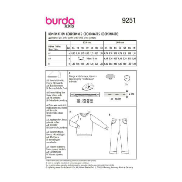 Burda Kids Schnittmuster Nr. 9251 - Kombination - Pullover und Hose – Bild 8