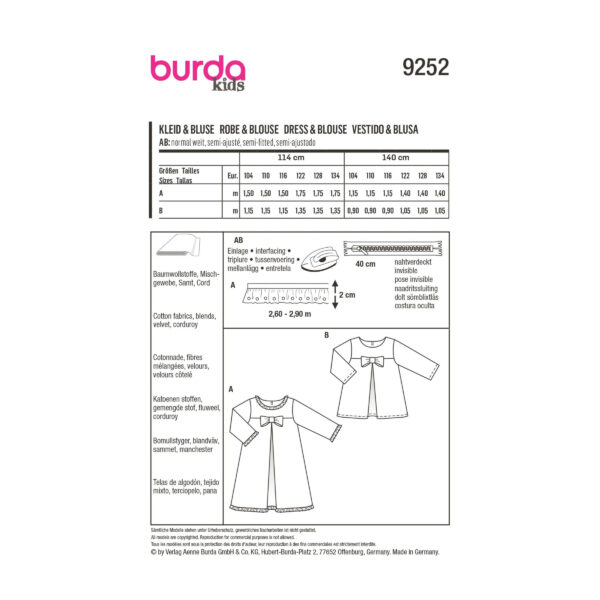Burda Kids Schnittmuster Nr. 9252 - Kleid und Bluse – Bild 8