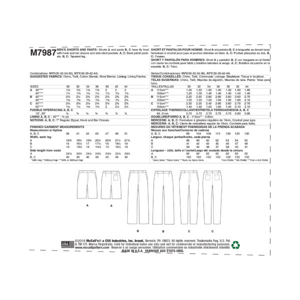 McCalls Schnittmuster M7987 - Hose - Anzughose - schräge Eingrifftaschen – Bild 8