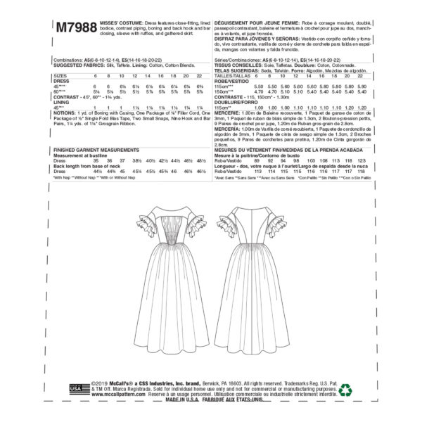 McCalls Schnittmuster M7988 - Kostüm - Kleid - Steampunk - Larp - Mittelalter – Bild 5