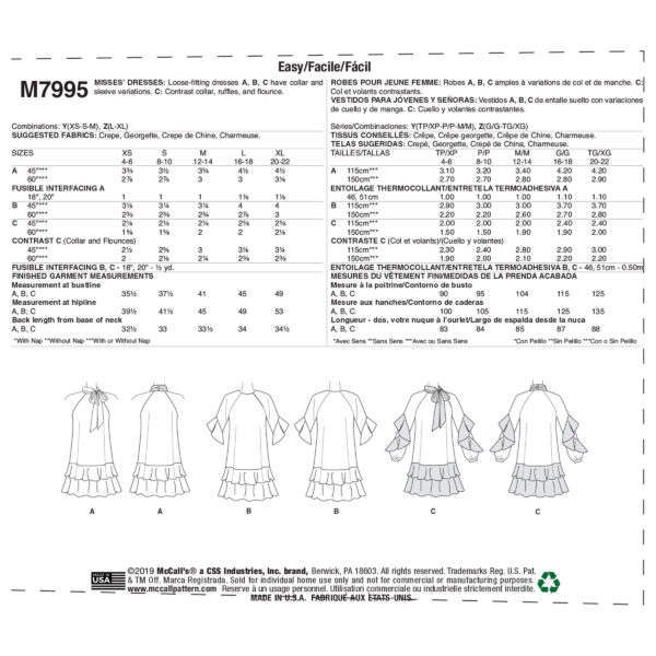 McCalls Schnittmuster M7995 - Kleid - ausgestellt - Volant - Rüschen – Bild 7
