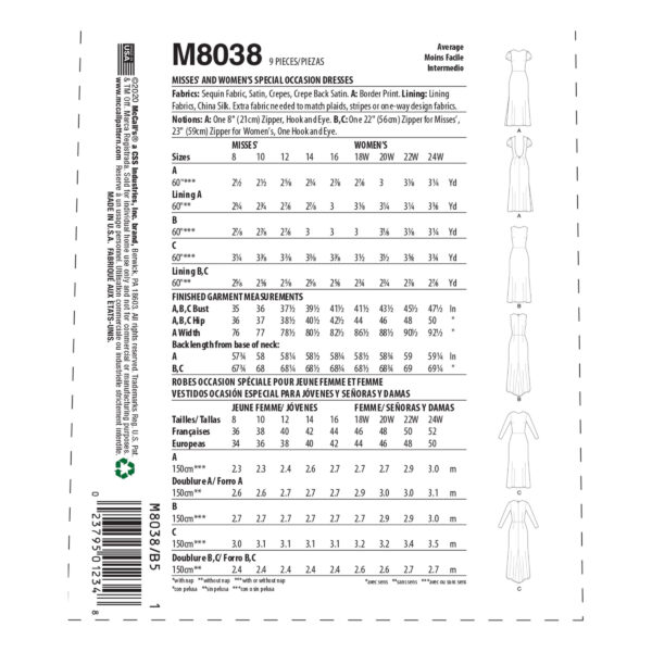 McCalls Schnittmuster M8038 - Abendkleid - rückenfrei – Bild 8